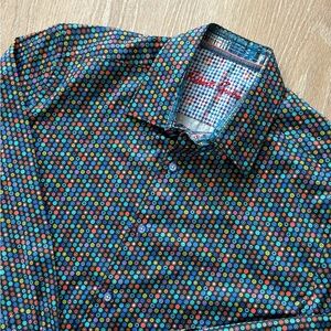 Robert Graham Men's Multicolor Dot-Print Button-Up Shirt size Medium